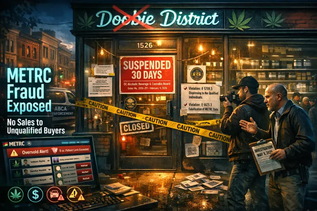 DC Cannabis Board Suspends Doobie District for Illegal Medical Sales and METRC Fraud